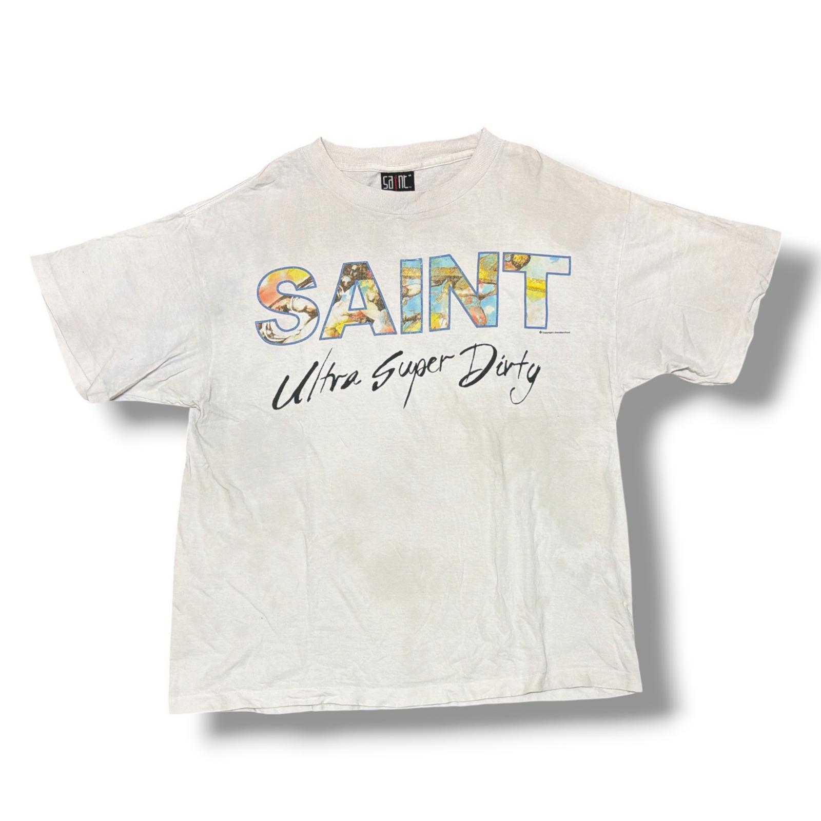 SAINT MICHAEL・セントマイケル SS TEE/SUPER DIRTY 状態C スーパー SM-HR8-0000-025 サイズM ホワイト メンズ (1943M)【中古】|買取MOTTO 店