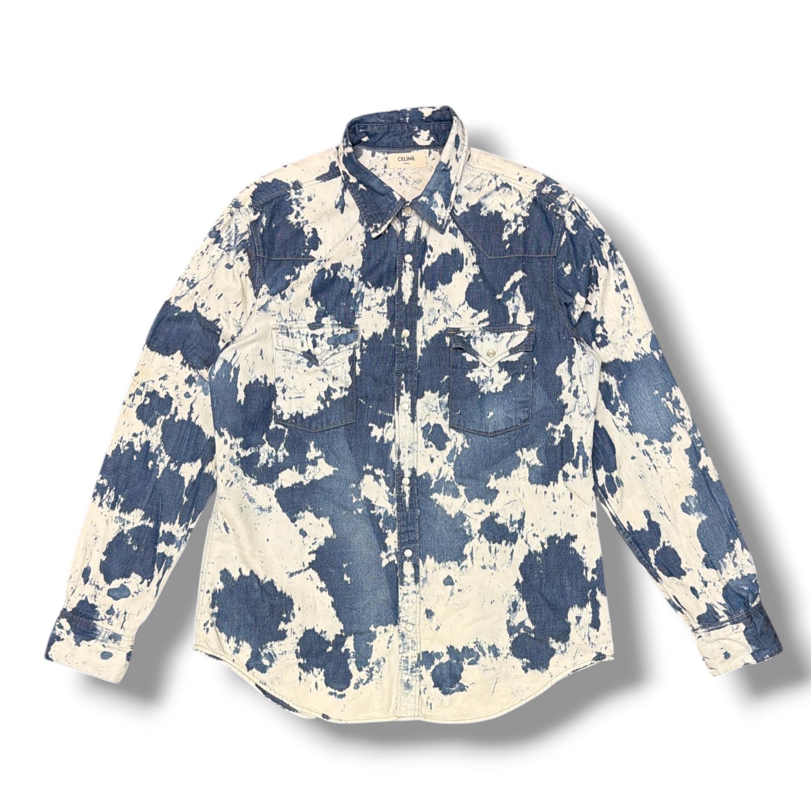 CELINE・セリーヌ Loose Western Shirt / Bleached Denim 状態A ブリーチウエスタンシャツ デニム 2T103951M サイズXL インディゴ メンズ (19803M)【中古】|買取MOTTO 店