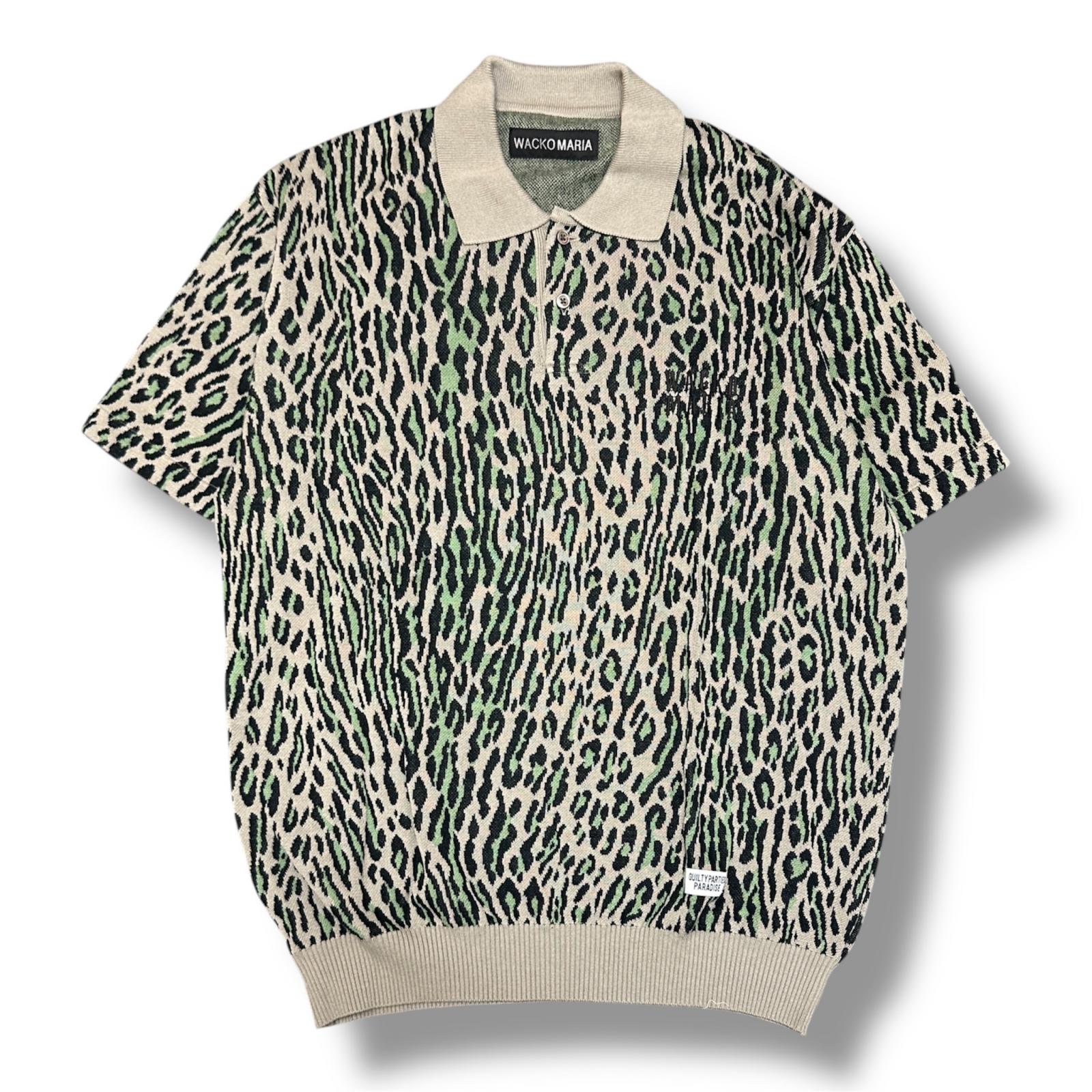 WACKO MARIA・ワコマリア 25SS LEOPARD KNIT POLO SHIRT ( TYPE-2 ) 状態A レオパードニットポロシャツ 半袖 25SS-WMK-KN23 サイズL グレー メンズ （19063M）【中古】｜買取MOTTO　店