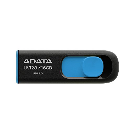 芸能人愛用 独創的 ADATA Technology USB3.0直付型フラッシュメモリー DashDrive UV128 16GB ブラック ブルー AUV128-16G-RBE operativ.info operativ.info