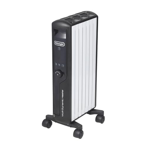 【中古】De'Longhi (デロンギ) マルチダイナミックヒーター MDHU09-BK 電気ヒーター ゼロ風暖房 節電 直感操作クリックノブ リモコン付き 表面温度約60℃ 節電 [6-8畳] [ピュアホワイト×マットブラック] デロンギファミリー登録で5年保証