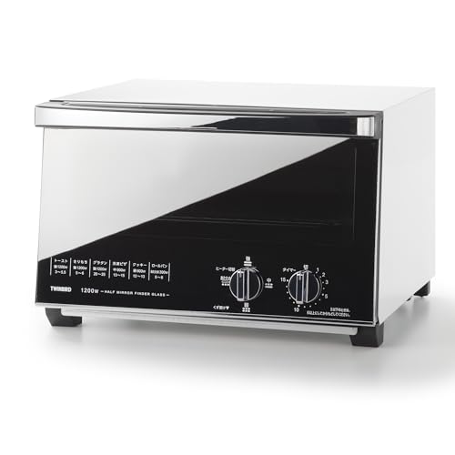 【中古】TWINBIRD(ツインバード) トースター オーブントースター 4枚焼き ピザ丸々入る広さ 1200W 15分タイマー 出力切替4段階 ミラーガラス 掃除しやすい ホワイト TS-4047W