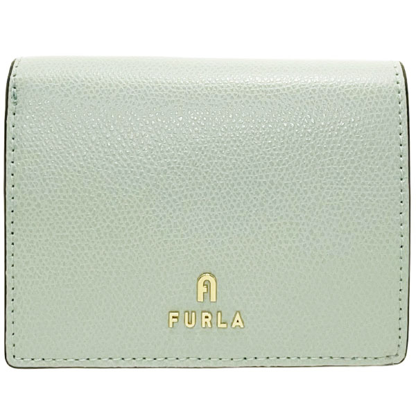 フルラ 財布 カメリア スモール コンパクトウォレット レザー 革 くすみがかったライトグリーン系 WP00304 FURLA アーチロゴ 二つ折り財布 コンパクト財布 ミニ財布 ミニウォレット サイフ レディース 女性 クリスマス 誕生日 プレゼント ギフト 箱付き CAMELIA【未使用】
