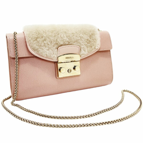 フルラ ショルダーバッグ メトロポリス チェーンショルダーバッグ フェイクファー レザー 革 ライトピンク系 FURLA チェーンバッグ クロスボディー ポシェット 斜め掛け バッグ バック カバン 鞄 レディース 女性 美品【中古】｜買取横丁 9,472円