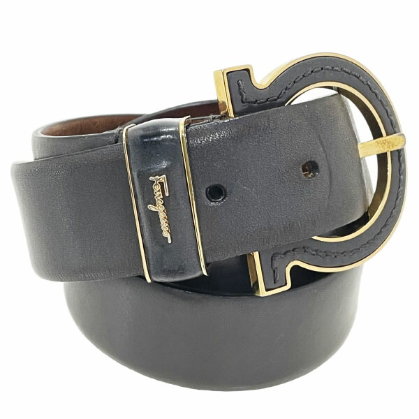 Ferragamo フェラガモ リバーシブルベルト 黒 シルバーバックル 匿名 FERRAGAMO フェラガモ リバーシブル ベルト レディース 23a565