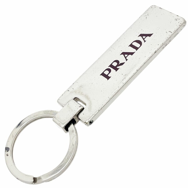 楽天市場】プラダ PRADA キーリング 三角ロゴ シルバーxダーク