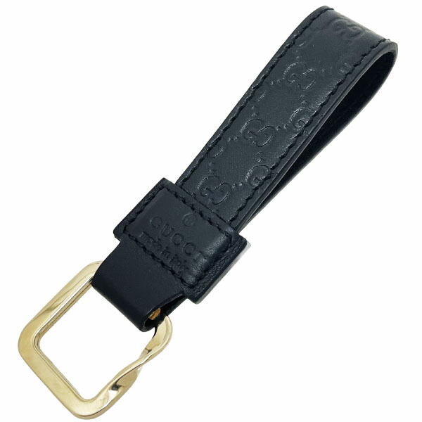 グッチ GUCCI シマ GG キーホルダー キーリング ブラック 黒 美品 GUCCI キーリング キーホルダー GG シマ ブラック レザー