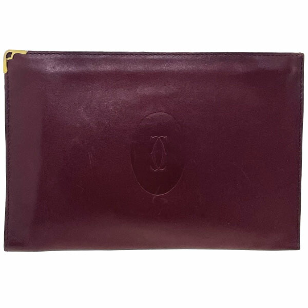 楽天市場】カルティエ Cartier ポーチ マスト ライン ボルドー レザー