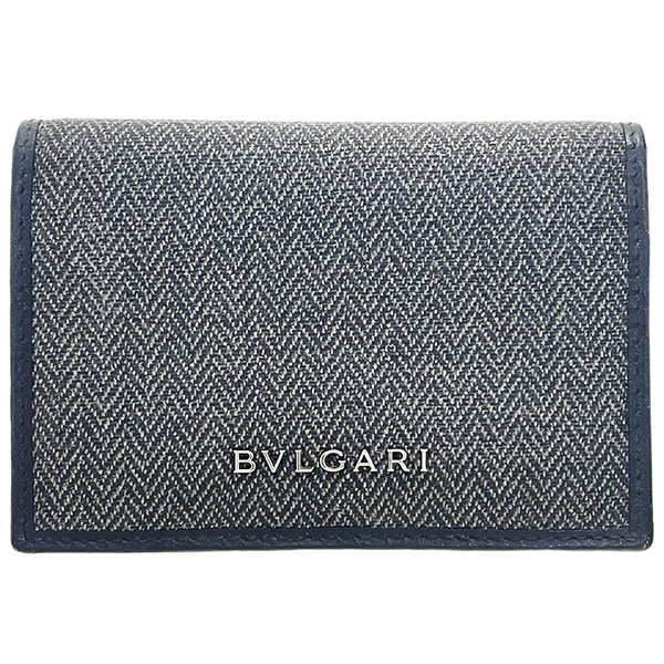 ブルガリ カードケース ホルダー ウィークエンド 名刺入れ PVC レザー ダークグレー ブラック 32588 BVLGARI IC ID パスケース ブランド小物 メンズ【中古】|買取横丁