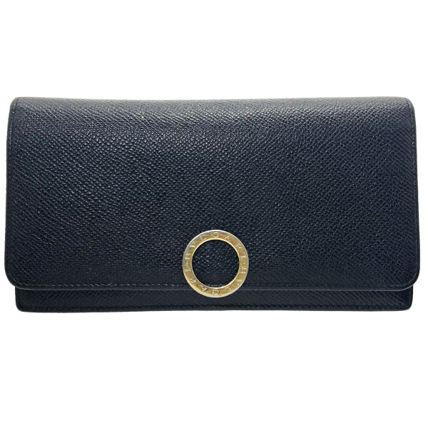 BVLGARI 長財布 札入れ レザー ゴールド ロゴクリップ ブルガリ 財布 BVLGARI・ブルガリ・長財布・ロゴクリップ・グレインレザー・黒