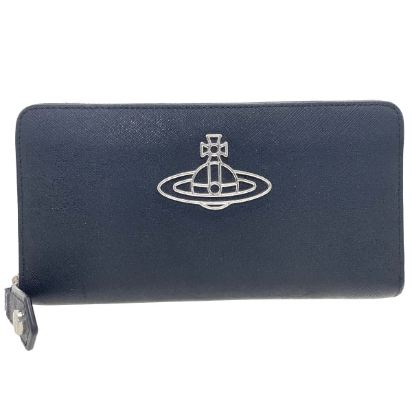 未使用 ヴィヴィアンウエストウッド 牛革 ラウンド長財布 ネイビー VWK875 未使用 ヴィヴィアンウエストウッド 牛革 ラウンド長財布 ネイビー