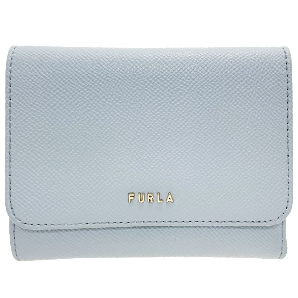 フルラ 財布 クラシック M コンパクトウォレット レザー 革 ライトブルー系 PS75CLO FURLA ロゴ 三つ折り財布 コンパクト財布 ミニ財布 L字ファスナー財布 ミニウォレット サイフ レディース 女性 美品 箱付き【中古】 9,856円