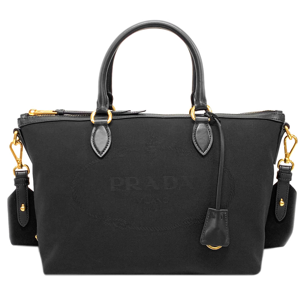 楽天市場】プラダ バッグ PRADA 2WAY ハンドバッグ ロゴ ジャガード ネロ キャンバス+レザー ブラック 1BA104 アウトレット 新品  : 買付道-ＪＪブランド専科-