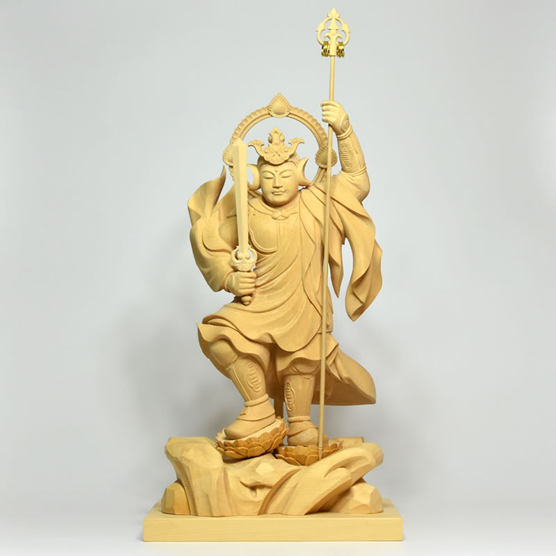 木彫り仏像 【勝軍地蔵尊（大将地蔵）】 桧木 締め高47糎