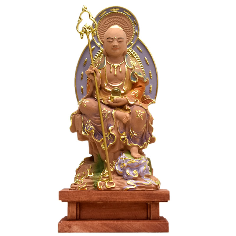楽天市場】木彫り仏像 小仏【地蔵菩薩半跏像】 柘植 極彩色 総高11cm 