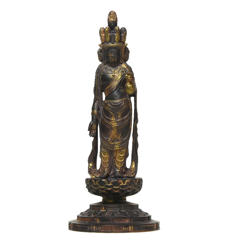 送料無料　旧家蔵出　江戸期木彫り仏像　高さ19.5ｃｍ 楽天市場】木彫り仏像 向源寺形【十一面観音菩薩立像】上彫 桧木