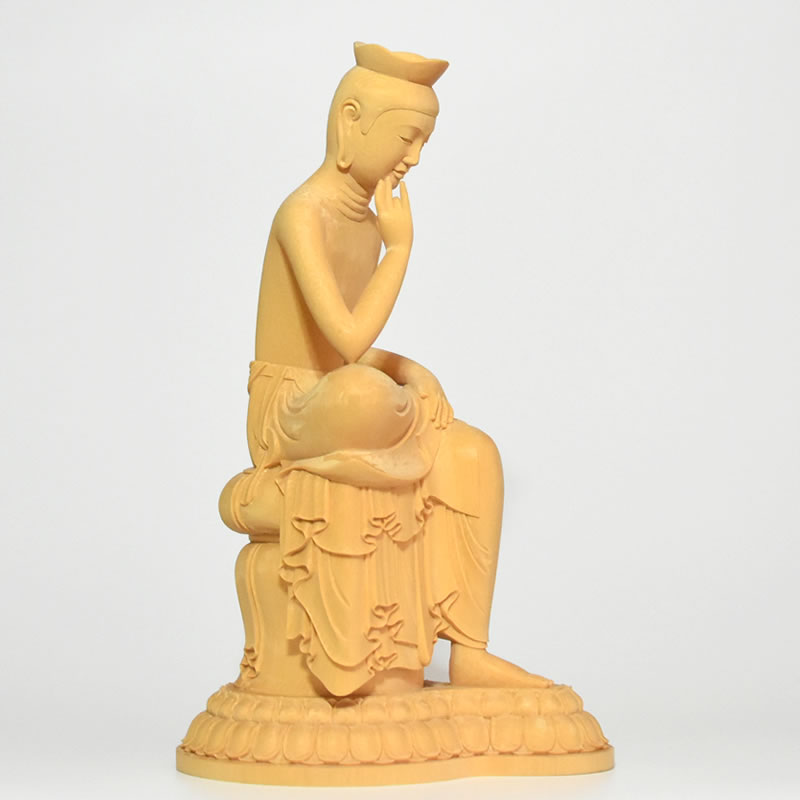 木彫り 仏像 上彫 広隆寺形【弥勒菩薩半跏思惟像】 桧木 締め高30糎