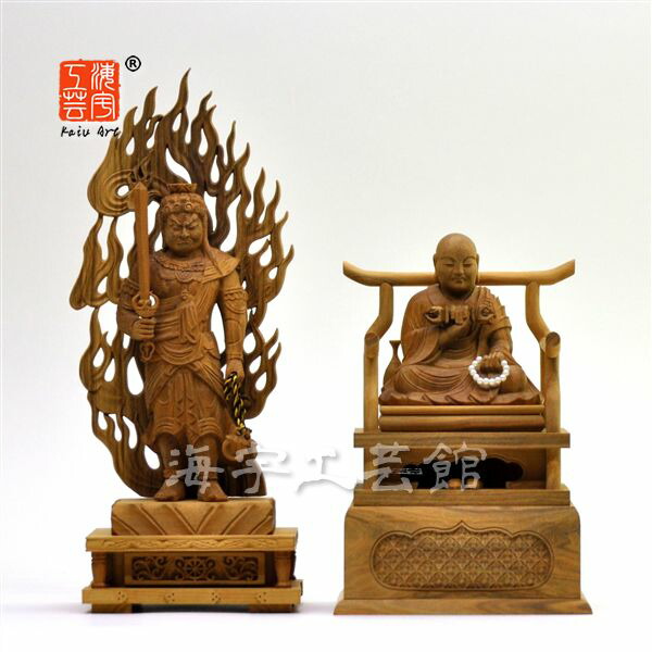 仏像 不動明王(白檀/ビャクダン) 4.5寸 光背(4.5寸坐像用)#419 透し