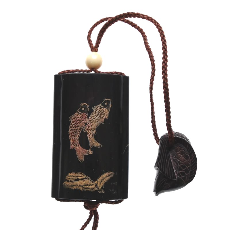 フィリピン産の水牛角製印籠 根付 鯉 こい Faycha Org