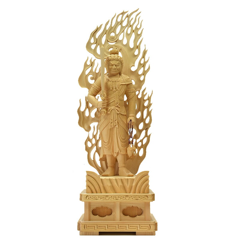 MA827】仏教美術 木造 不動明王立像 全高68cm 仏像 彫刻 木彫 寺院