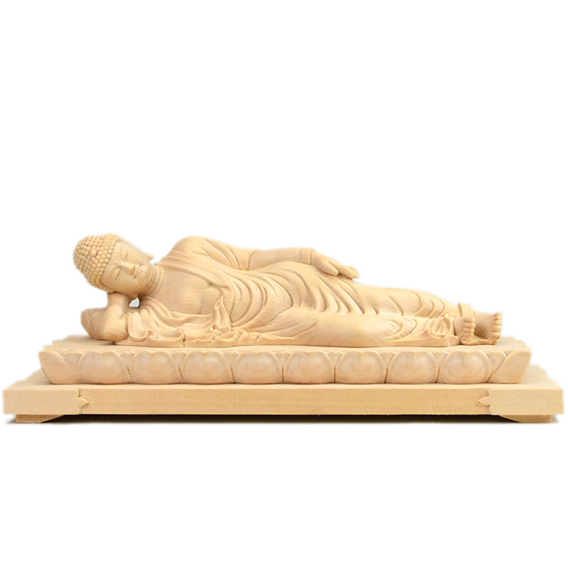 木彫り仏像 【釈迦如来涅槃像】桧木 5.0寸｜海宇工芸館　店 16,060円