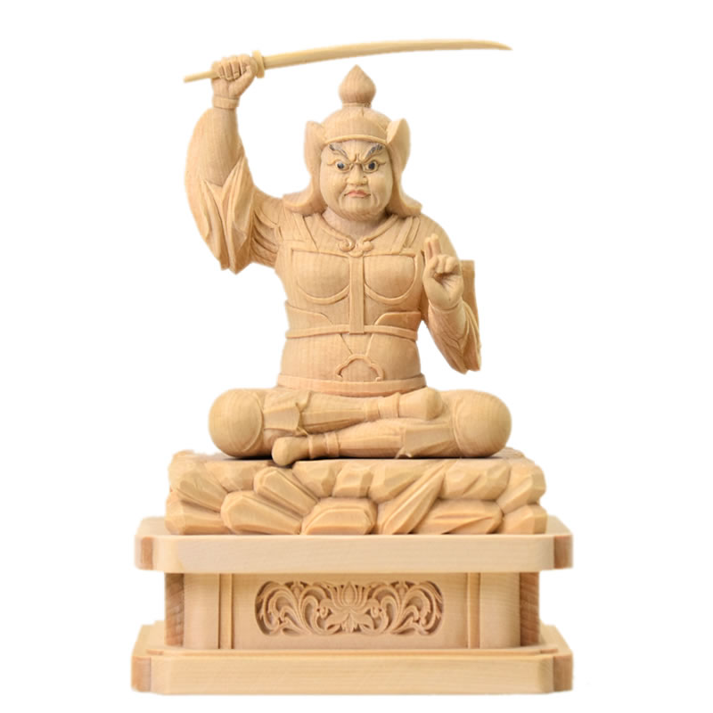 CF161 時代物 能勢妙見山 木彫能勢妙見大菩薩坐像・能勢妙見菩薩坐像・木雕妙見菩薩像 角厨子付☆厨子仏仏像佛像仏教美術骨董古美術 仏像 妙見菩薩 座像 能勢型 3.0寸 桧木彩色 北辰妙見菩薩