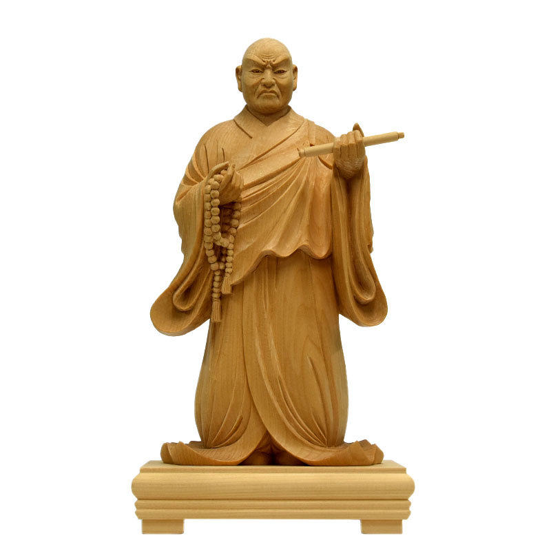 楽天市場】木彫り仏像 【日蓮上人立像】 桧木 立12.5寸 総高43cm 寄木