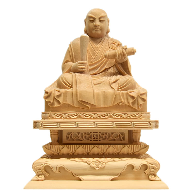 お盆お彼岸大特価中仏像★香木材 三宝尊付 日蓮上人(日蓮聖人)像2.5寸★眼入り お盆お彼岸大特価中仏像☆香木材 三宝尊付 日蓮上人(日蓮聖人)像