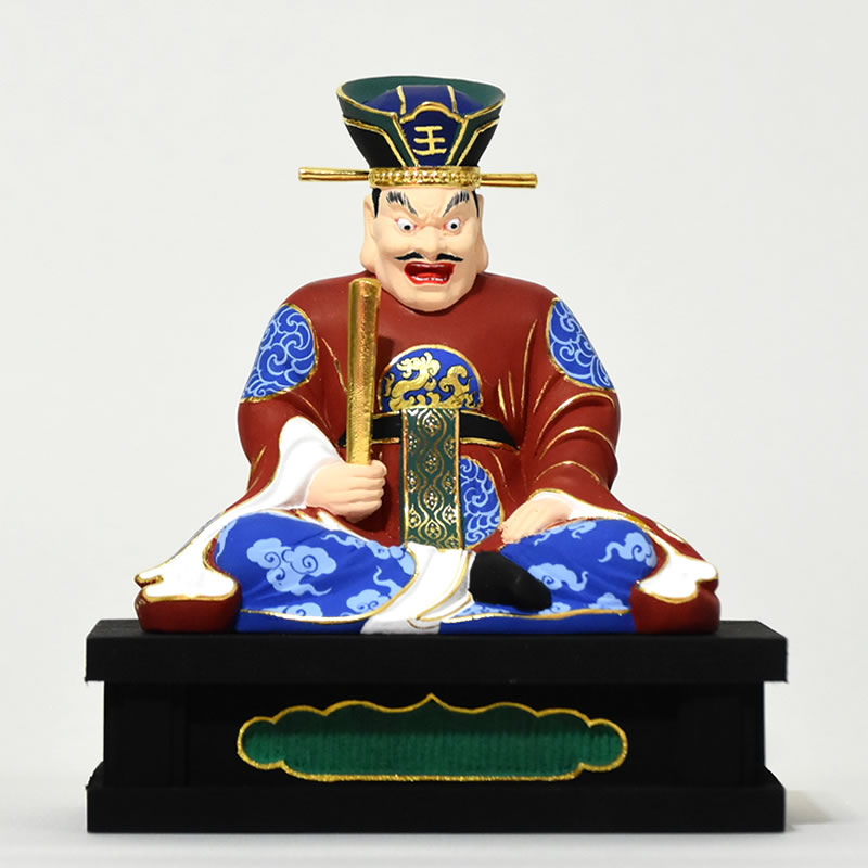 楽天市場】木彫り仏像 【閻魔大王】 桧木 坐2.5寸 極彩－赤 総高約13cm