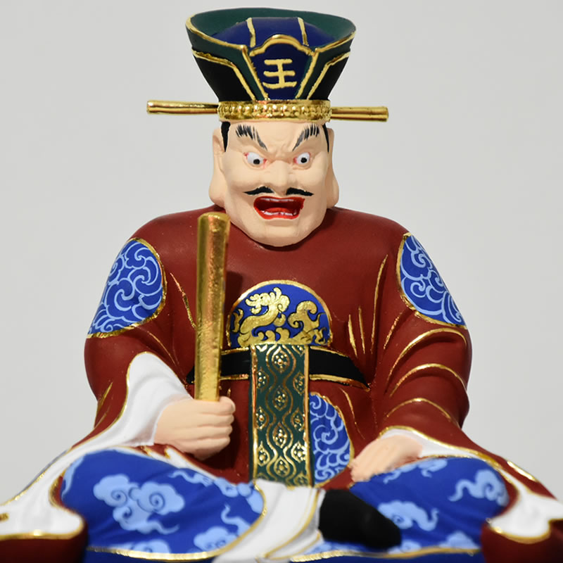 木彫り 仏像 閻魔大王 桧木 坐2 5寸 極彩色 総高約13cm Painfreepainrelief Com