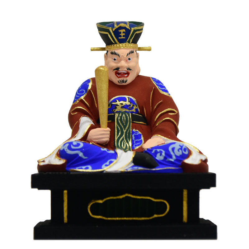 楽天市場】木彫り仏像 【閻魔大王】 桧木 坐2.5寸 極彩－赤 総高