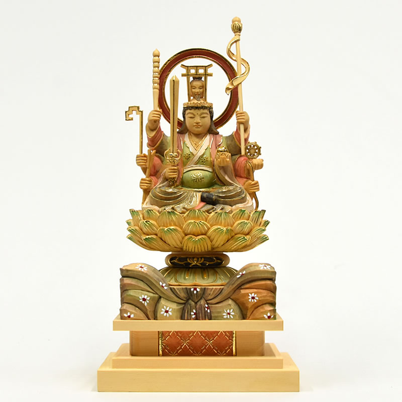 楽天市場】木彫り仏像 【八臂弁財天（弁才天）】 桧木 坐2.5寸 総高約
