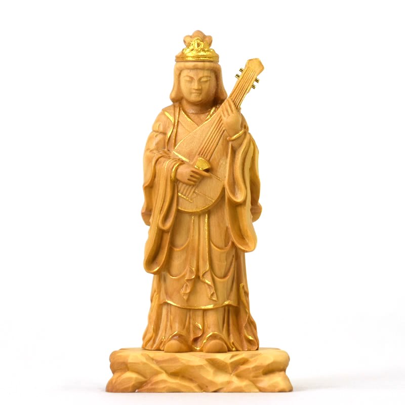 楽天市場】【総高9cm】弁財天 仏像 木彫り 置物 仕様：無垢 / 素材