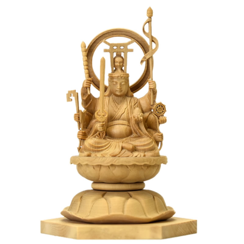 木彫り仏像【 小仏】柘植「宇賀八臂弁財天」