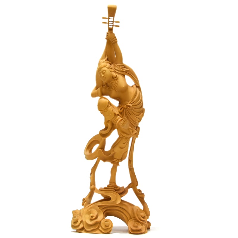 楽天市場】木彫り仏像 柘植飛天（天女） 一本彫り 総高21.5cm : 海宇