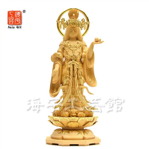 木彫り仏像 浄瑠璃寺形【吉祥天立像】 桧木 切金 総高29cm|海宇工芸館 店