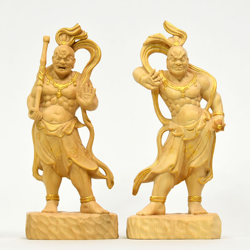 楽天市場】木彫り 仏像 【仁王像(金剛力士)】 淡彩色 総高12cm 阿吽