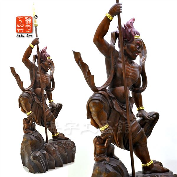 木彫り仏像 【執金剛石神（しつこんごうしん）】彫像 楠木 古色 締め高（約）112糎 ※ご忠告の言葉：通貨価値取り替えっこ相応うできません
