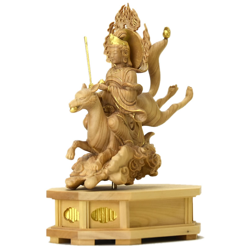 木彫り仏像 小仏【荼枳尼天（陀吉尼天）】（だきにてん） 柘植 金泥