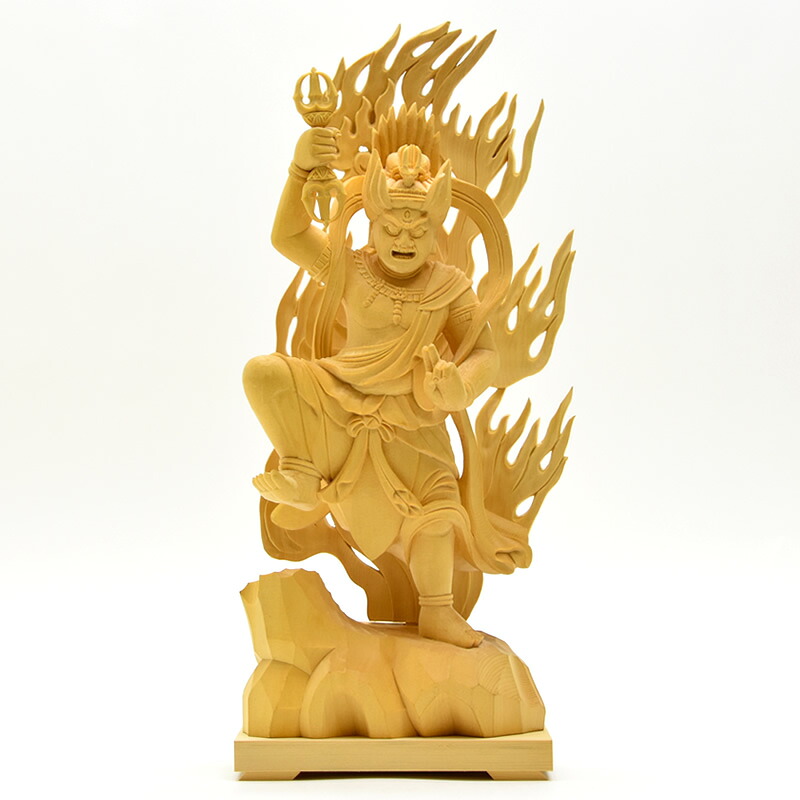 木彫り仏像　【蔵王権現立像】　桧　立7.0寸　総高40cm｜海宇工芸館　店