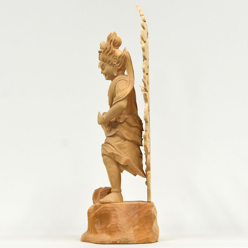 仏像 木彫 地蔵王菩蕯 八角台座 専属法杖 財前彫刻 商壳繁盛 43cm