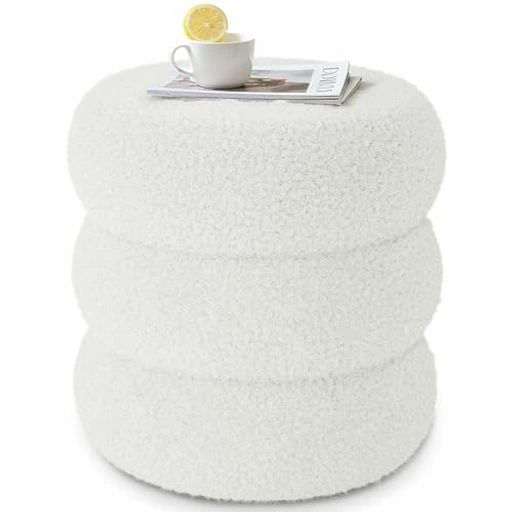 オットマン納めるスツールメイクアップスツール取りはらい能力のあるな覆いかぶせる足置き布張りサイドテーブル丸型耐荷重150KGリビング臥し所かざり付ける室部屋の入り口43x43x45.5コマーシャルベージュ