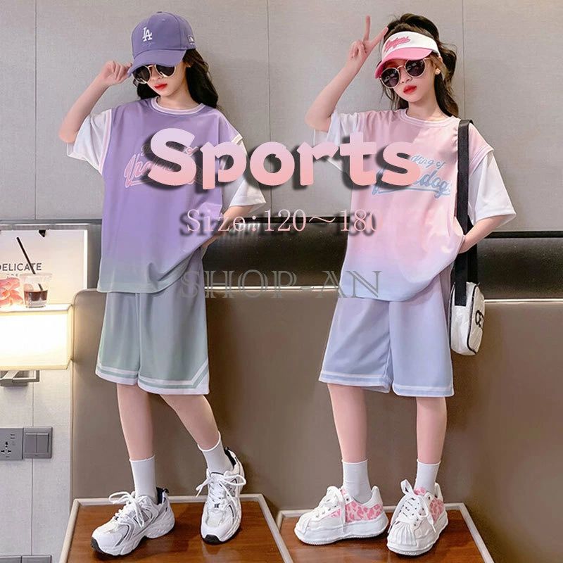 セットアップ バスケ貯蔵タンク 社交ダンス流行り物 御居処跳ねる お嬢さん 制服 訓練を受ける着 御召しもの ２点書き割り 習い事着 お座敷御召しもの ガールズ 運動競技 ズボン下 半袖 勇気付ける団 キッズ 今めかしい 社交ダンス バスケットトップス 心地よい