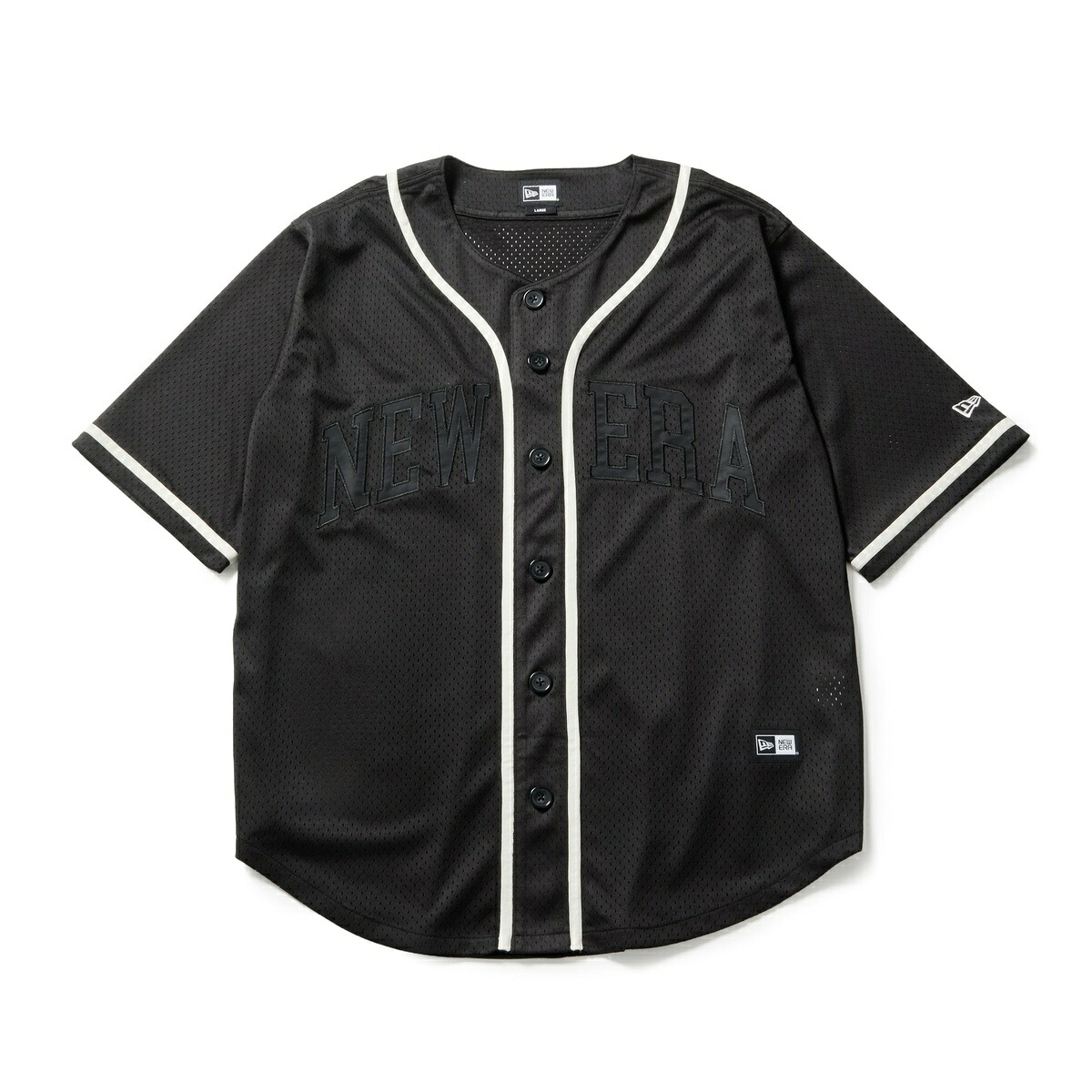 ニューエラ NEWERA 半袖 メッシュ ベースボールシャツ ブラック 14856731 ポリエステル メンズ ストリート カジュアル 長袖 アウトドア ゴルフ シンプル ダンス ビッグシルエット オーバーサイズ ヒップホップ