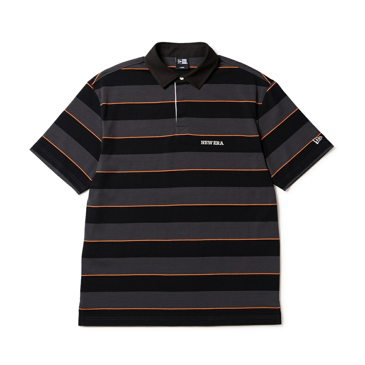 ニューエラ NEWERA 半袖 ラグビーシャツ チャコールグレー/ブラック ゴルフ 14859912 ポリエステル/綿 メンズ ストリート カジュアル 長袖 アウトドア シンプル ダンス ビッグシルエット オーバーサイズ ヒップホップ