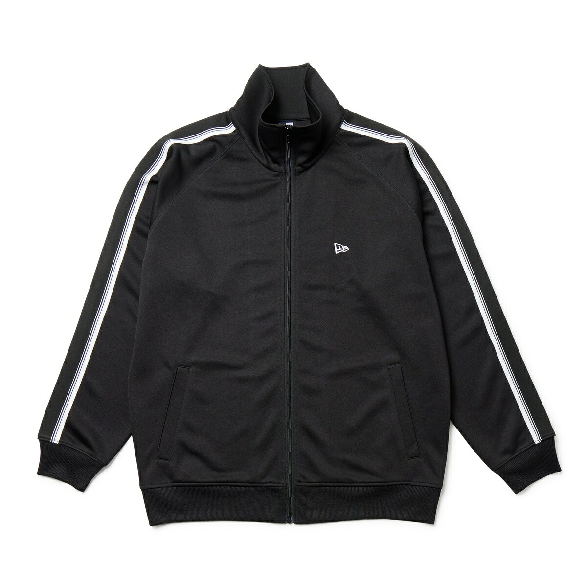 ニューエラ NEWERA スムース ジャージー トラックジャケット ブラック｜パフォーマンスアパレル 14674812 ポリエステル メンズ ストリート カジュアル 半袖 長袖 アウトドア ゴルフ シンプル ダンス ビッグシルエット オーバーサイズ