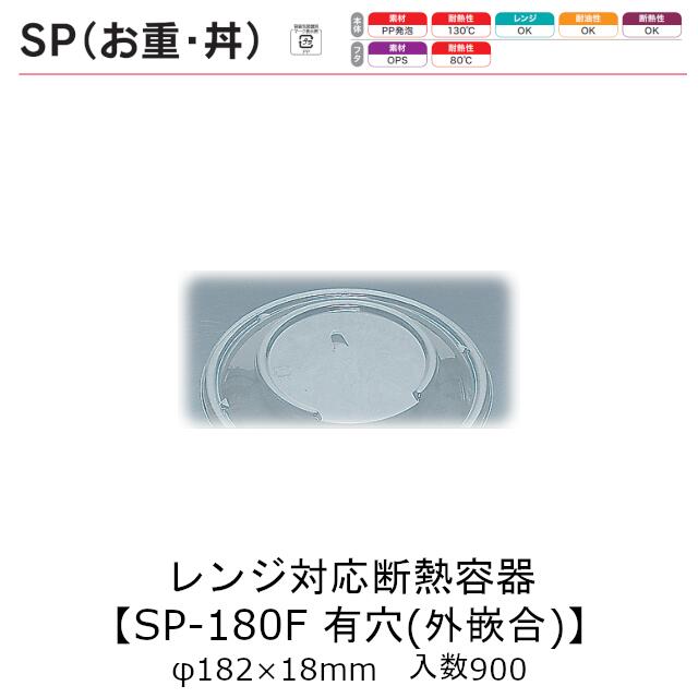レンジ対応断熱容器 SP丼 SP-180F 有穴 外嵌合 フタのみ ケース販売 900枚入 φ182&times;18mm 送料無料 福助 福助工業 OPS 業務用 テイクアウト 食品容器 0721425 社内090001010｜黒にんにく＊大和ねいちゃー倶楽部