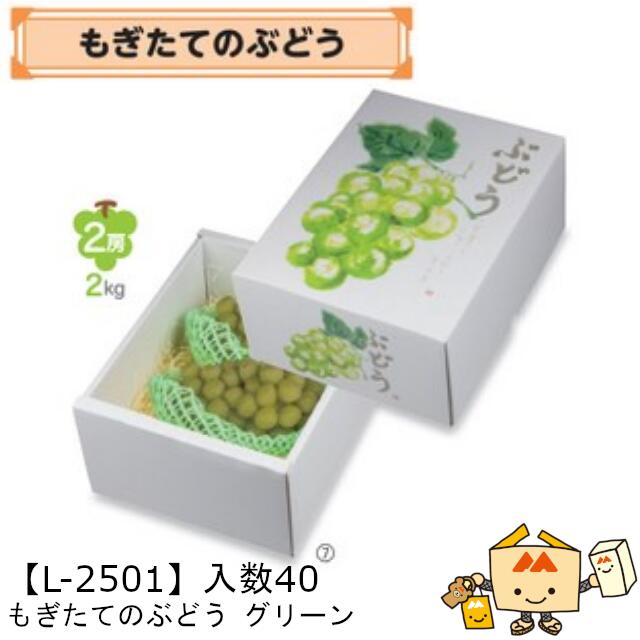 【個人宅不可】フルーツ ぶどう用 もぎたてのぶどうグリーン 品番L-2501 ケース販売 入数40 サイズ220&times;270&times;135mm 送料無料 ヤマニパッケージ ヤマニ ブドウ 葡萄 紙 ダンボール 社内02000701｜黒にんにく＊大和ねいちゃー倶楽部
