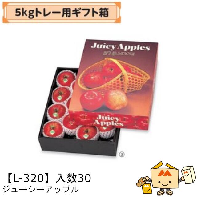 【個人宅不可】フルーツ りんご用 5kgトレー用ギフト箱 ジューシーアップル 品番L-320 ケース販売 入数30 サイズ345×435×105mm 送料無料 ヤマニパッケージ ヤマニ リンゴ 林檎 アップル 紙 ダンボール 社内02000701