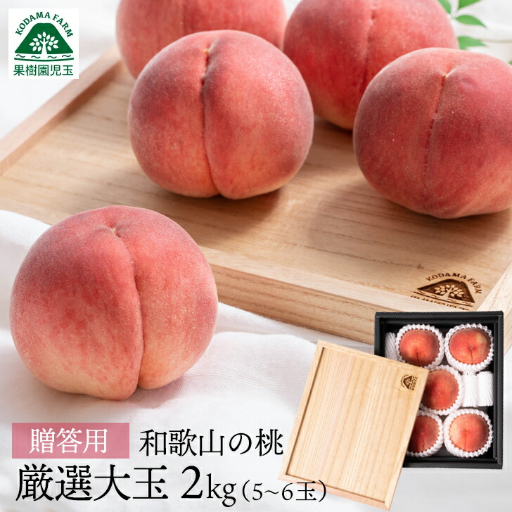 桃 お中元 ギフト プレミアム 特大玉 桐蓋 和歌山 贈答用 2kg 5～6玉 送料無料 最高級 秀品 熨斗 もも 桐箱 モモ お供え 御供  果物 進物 紀の川 夏ギフト 和歌山県 フルーツ 贈答品 御中元 くだもの  出産祝 白桃 白鳳 なつっこ 川中島白桃 39 産地直送